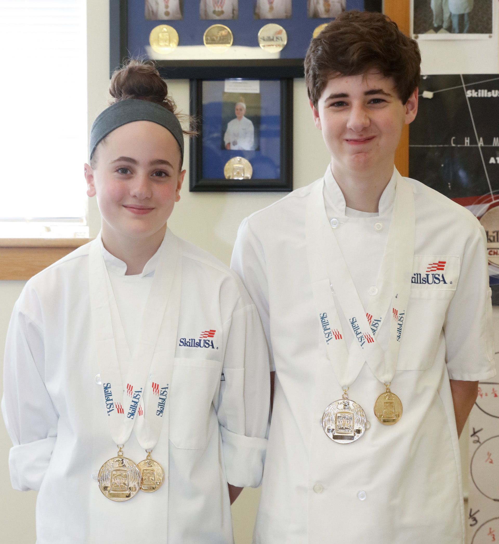 Gwen and Max Frechette with SkillsUSA medals