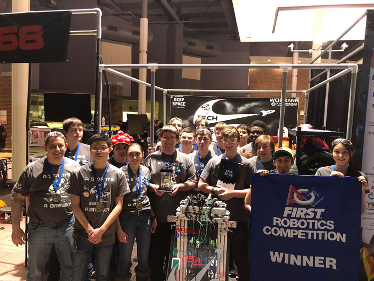 FIRST Robotics team at the competition