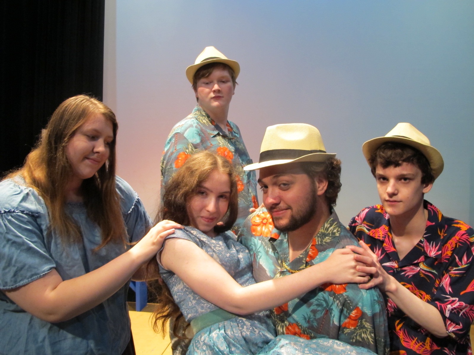 Cast of Comedy of Errors works on a scene