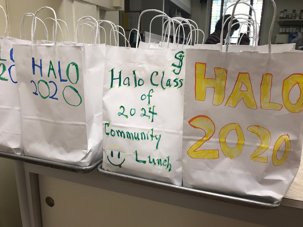 Decorated lunch bags made by HALO Students