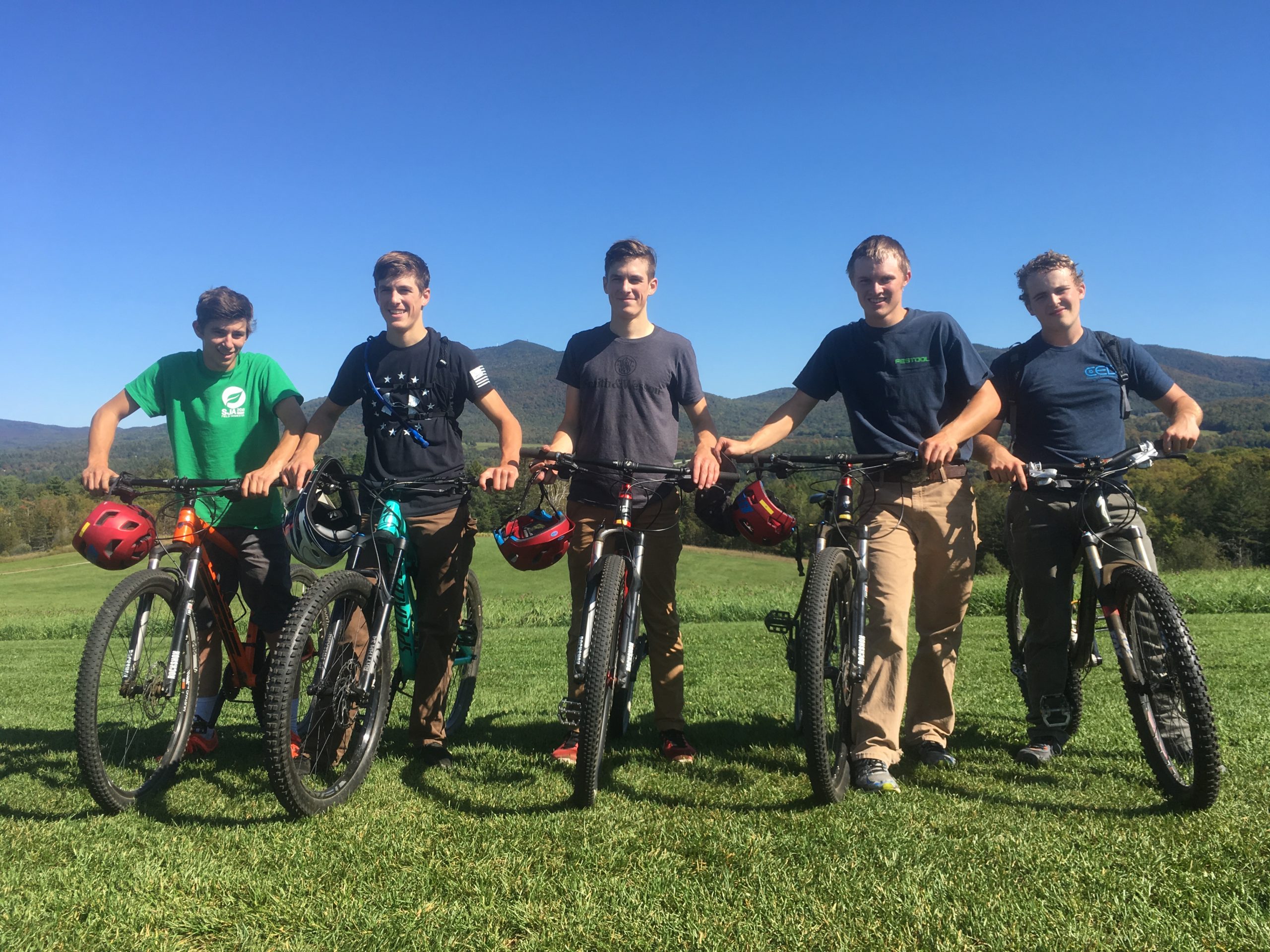 Students on mountain bikes