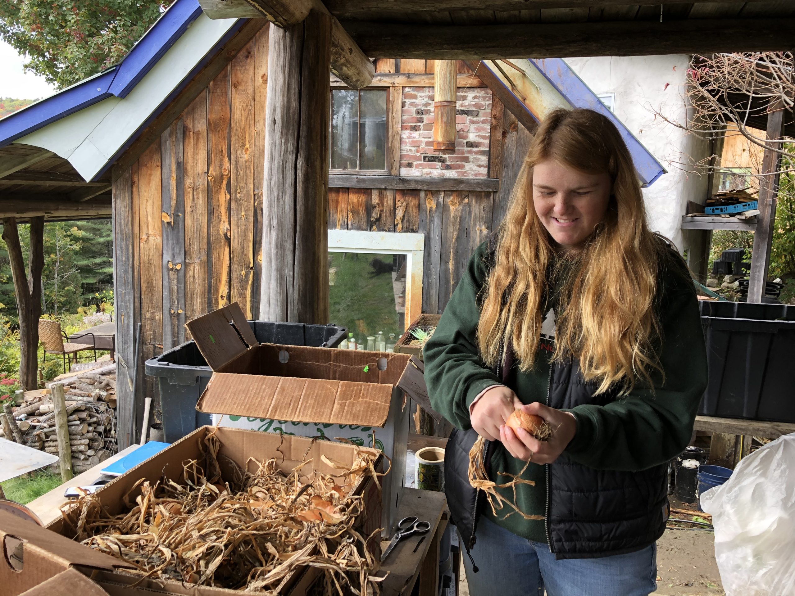 Student at the farm