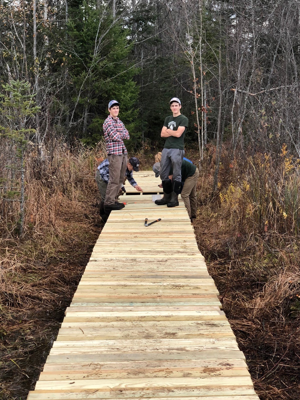 Students with handicapped accessible boardwalk