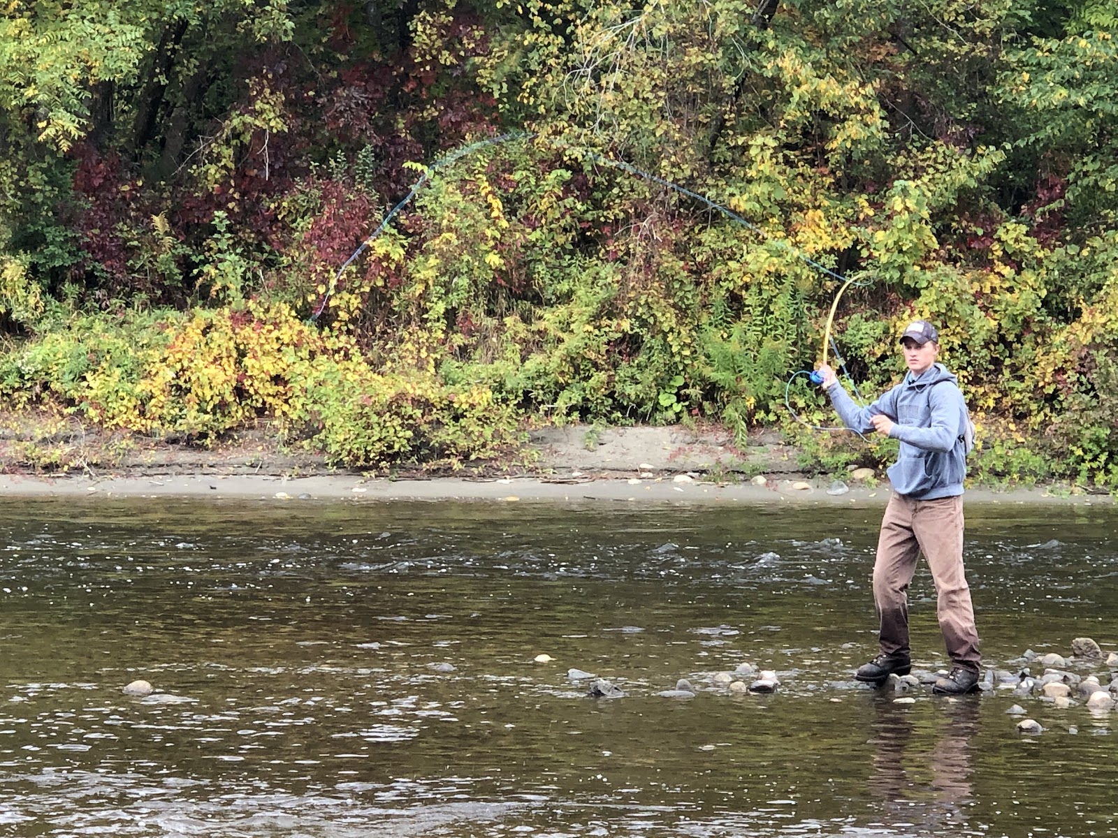 Student fly fishing