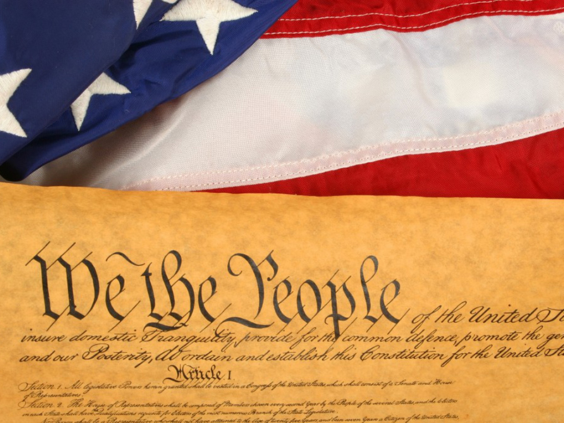Constitution and U.S. flag