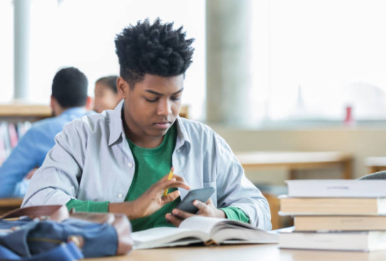 young black student studyimng