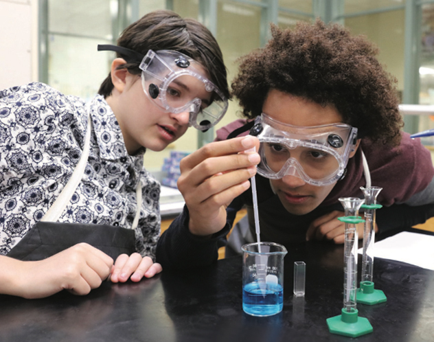 two students in science lab
