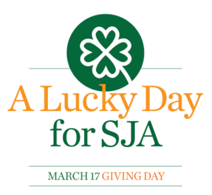 Graphic stating A Lucky Day for SJA, March 17 Giving Day